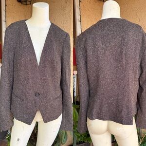 Worthington Women’s Brown Collarless Blazer LARGE